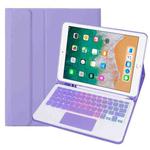 For iPad 9.7 2018 / 2017 / Pro 9.7 A07B-AS Backlight Bluetooth Touch Keyboard Leather Tablet Case with Pen Slot(Purple)