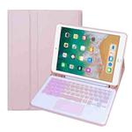 For iPad 9.7 2018 / 2017 / Pro 9.7 A07B-AS Backlight Bluetooth Touch Keyboard Leather Tablet Case with Pen Slot(Pink)