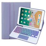 For iPad 9.7 2018 / 2017 / Pro 9.7 A07B-AS Backlight Bluetooth Touch Keyboard Leather Tablet Case with Pen Slot(Dark Purple)