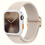 For Apple Watch Series 10 46mm Ladder Buckle Loop Nylon Watch Band with TPU Case(Starlight)