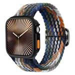 For Apple Watch Series 10 42mm Ladder Buckle Loop Nylon Watch Band with TPU Case(Denim Color)