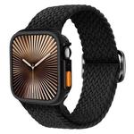 For Apple Watch 44mm / 45mm Ladder Buckle Loop Nylon Watch Band with TPU Case(Black)