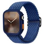 For Apple Watch 40mm / 41mm Ladder Buckle Loop Nylon Watch Band with TPU Case(Dark Blue)