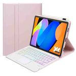For Lenovo Xiaoxin Pad 11 2025 AM31-AS Ultra-thin Detachable Backlight Bluetooth Keyboard Leather Tablet Case with Touchpad(Pink White)