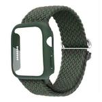 For Apple Watch 40mm / 41mm Ladder Buckle Loop Nylon Watch Band with Film Frosted PC Case(Army Green)