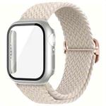 For Apple Watch 40mm / 41mm Ladder Buckle Loop Nylon Watch Band with Film Frosted PC Case(Starlight)