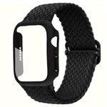 For Apple Watch 40mm / 41mm Ladder Buckle Loop Nylon Watch Band with Film Frosted PC Case(Black)
