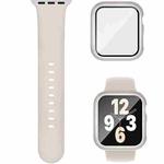 For Apple Watch 40mm / 41mm Pin Buckle Silicone Watch Band with Film Integrated PC Case(Starlight)