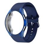 For Samsung Galaxy Watch 7 44mm Silicone Watch Band with PC Case(Dark Blue)