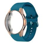 For Samsung Galaxy Watch 7 44mm Silicone Watch Band with PC Case(Dark Cyan)