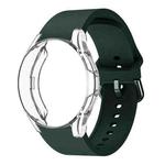 For Samsung Galaxy Watch 4 Classic 42mm Silicone Watch Band with PC Case(Dark Green)
