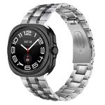 For Samsung Galaxy Watch Ultra 47mm Five Beads Stainless Steel Metal Watch Band(Silver Black)