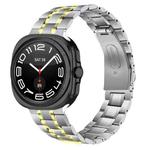 For Samsung Galaxy Watch Ultra 47mm Five Beads Stainless Steel Metal Watch Band(Silver Gold)