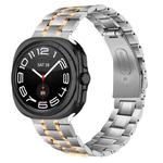 For Samsung Galaxy Watch Ultra 47mm Five Beads Stainless Steel Metal Watch Band(Silver Rose Gold)