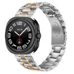 For Samsung Galaxy Watch8 / Watch8 Classic Five Beads Stainless Steel Metal Watch Band(Silver Rose Gold)