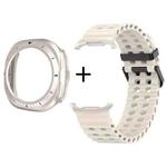 For Samsung Galaxy Watch Ultra 47mm Dual-row Holes Silicone Watch Band with TPU Case(White)