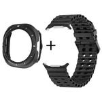 For Samsung Galaxy Watch Ultra 47mm Dual-row Holes Silicone Watch Band with TPU Case(Black)