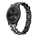 20mm For Garmin Vivomove Sport / Vivoactive5 / 3 xDfind Small Twist Diamond Metal Watch Band(Black)