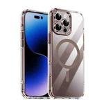 For iPhone 16 Pro Max iPAKY Mingxing Series MagSafe Magnetic Shockproof PC+TPU Phone Case(Transparent + Rose Gold)