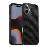 For iPhone 16 iPAKY Star Lord Series Carbon Fiber Textured Oil Spray PC+TPU Phone Case(Black)