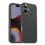 For iPhone 16 iPAKY Star Lord Series Carbon Fiber Textured Oil Spray PC+TPU Phone Case(Grey)