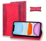For iPhone 12 mini Business Stitching Horizontal Flip Leather Case with Double Folding & Bracket & Card Slots & Photo Frame & Wallet(Red)