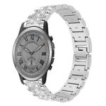 For Fossil Q Machine Hybrid Watch 22mm xDfind Diamond Jewelry Stainless Steel Watch Band(Silver)