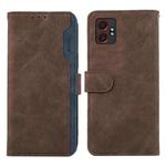 For Samsung Galaxy XCover7 Pro ABEEL Color Block Magnetic RFID Leather Phone Case(Brown-Blue)