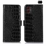 For Samsung Galaxy XCover7 Pro Crocodile Top Layer Cowhide Leather Phone Case(Black)