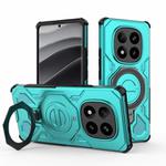 For Redmi Note 14 Pro+ 5G Global J-20 Solid Color MagSafe Magnetic TPU+PC Phone Case(Lake Blue)