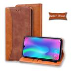For Huawei P Smart (2019) Business Stitching Horizontal Flip Leather Case with Double Folding & Bracket & Card Slots & Photo Frame & Wallet(Brown)