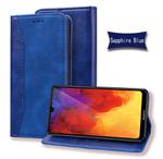 For Huawei Y7 (2019) Business Stitching Horizontal Flip Leather Case with Double Folding & Bracket & Card Slots & Photo Frame & Wallet(Sapphire Blue)