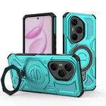 For Honor 400 Pro 5G Global 160.8mm J-20 Solid Color MagSafe Magnetic TPU+PC Phone Case(Lake Blue)