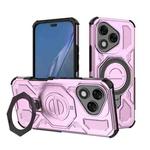 For Honor 400 Lite 5G Global J-20 Solid Color MagSafe Magnetic TPU+PC Phone Case(Pink)
