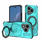 For Honor 400 Lite 5G Global J-20 Solid Color MagSafe Magnetic TPU+PC Phone Case(Lake Blue)