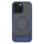 For iPhone 16 Pro Max Kalebol MagSafe Invisible Tilt Holder PC Hybrid TPU Case(Navy Blue)