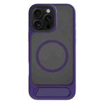For iPhone 16 Pro Kalebol MagSafe Invisible Tilt Holder PC Hybrid TPU Case(Purple)