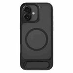For iPhone 16 Kalebol MagSafe Invisible Tilt Holder PC Hybrid TPU Case(Black)