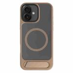 For iPhone 16 Kalebol MagSafe Invisible Tilt Holder PC Hybrid TPU Case(Desert Gold)