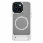 For iPhone 14 Kalebol MagSafe Invisible Tilt Holder PC Hybrid TPU Case(Grey White)