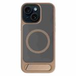 For iPhone 14 Kalebol MagSafe Invisible Tilt Holder PC Hybrid TPU Case(Desert Gold)