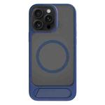 For iPhone 13 Pro Kalebol MagSafe Invisible Tilt Holder PC Hybrid TPU Case(Navy Blue)