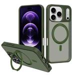 For iPhone 17 Pro Max Kalebol Rotating Holder MagSafe PC Hybrid TPU Phone Case(Deep Green)