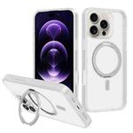 For iPhone 16 Pro Max Kalebol Rotating Holder MagSafe PC Hybrid TPU Phone Case(White)