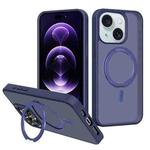 For iPhone 15 Plus Kalebol Rotating Holder MagSafe PC Hybrid TPU Phone Case(Blue)
