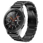 24mm Three Beads Flat Buckle Titanium Alloy Watch Band(Black)