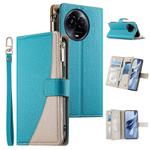 For Realme 11 5G / 11x / C67 5G / Narzo 60x Stitching Multi-card Zipper Wallet Leather Phone Case with Short Strap(Blue)