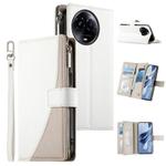 For Realme 11 5G / 11x / C67 5G / Narzo 60x Stitching Multi-card Zipper Wallet Leather Phone Case with Short Strap(White)