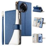For Realme 11 5G / 11x / C67 5G / Narzo 60x Stitching Multi-card Zipper Wallet Leather Phone Case with Short Strap(Dark Blue)
