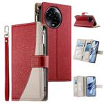 For Realme 11 5G / 11x / C67 5G / Narzo 60x Stitching Multi-card Zipper Wallet Leather Phone Case with Short Strap(Red)